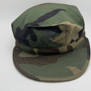 USMC Marine Corps Woodland Camo Patrol Cover Hat Cap EGA Military Issue